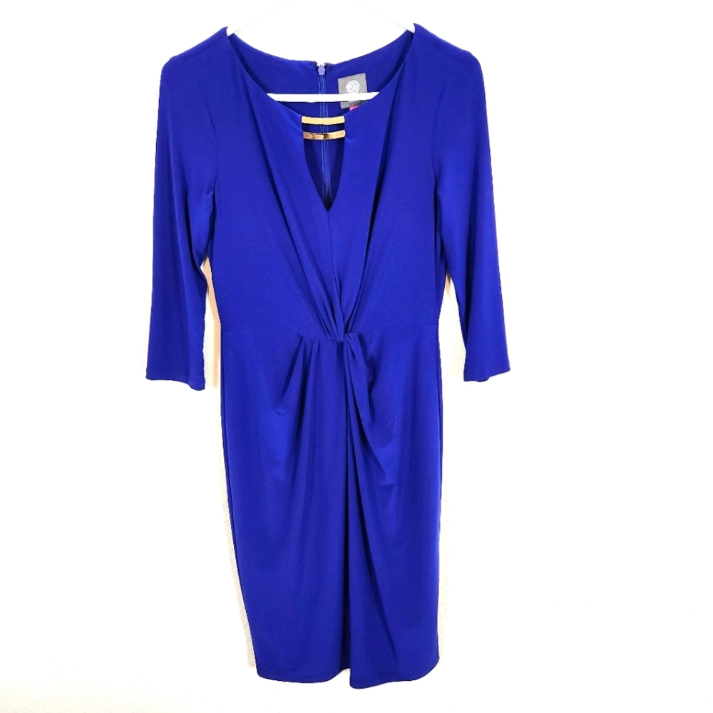 Vince Camuto | Long Sleeve Knot Front Dress Royal Blue/Violet Size 6
